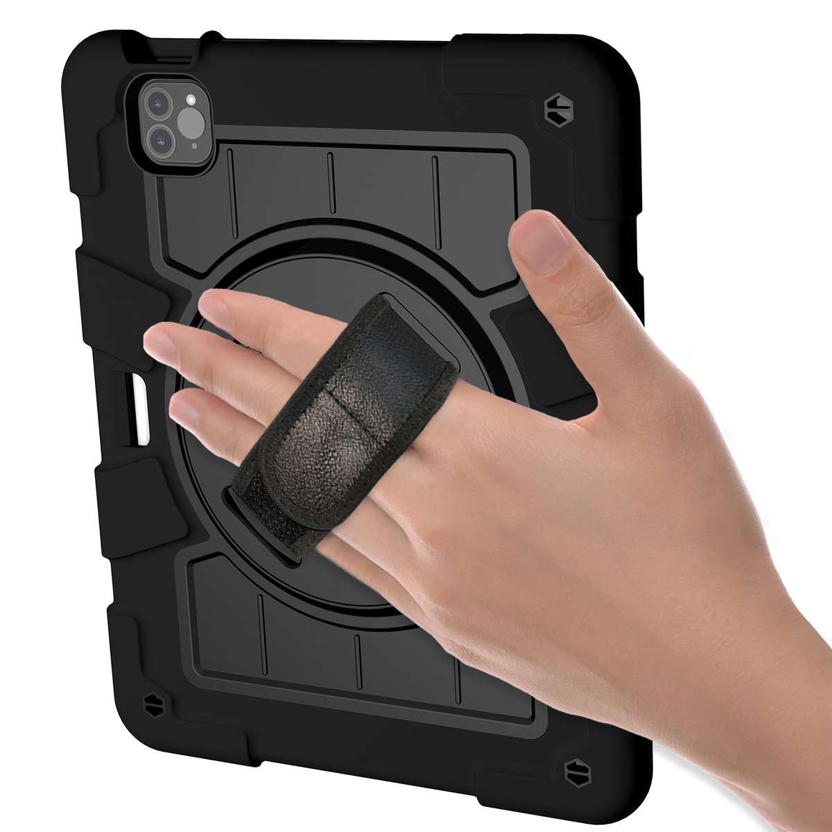 For iPad Pro 11 2018 / 2020 Silicone Hybrid PC Shockproof Tablet Case with Shoulder Strap(Black)