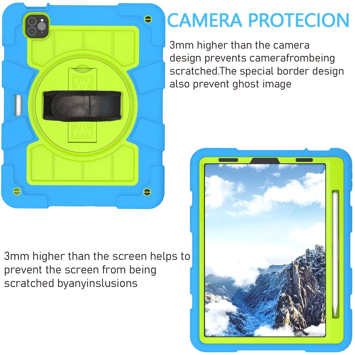 For iPad Pro 11 2018 / 2020 Silicone Hybrid PC Shockproof Tablet Case with Shou ... (Bluish-Green)
