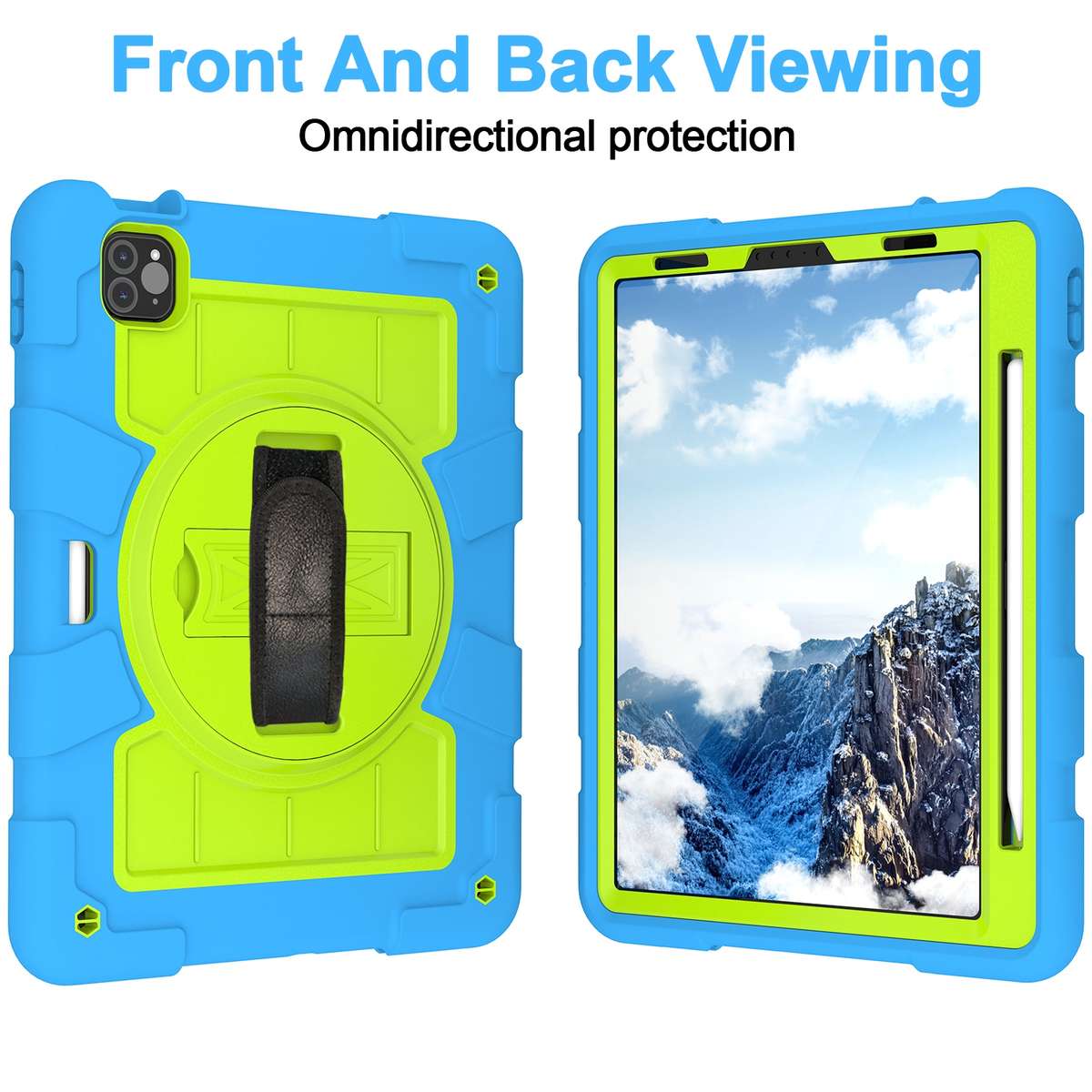 For iPad Pro 11 2018 / 2020 Silicone Hybrid PC Shockproof Tablet Case with Shou ... (Bluish-Green)
