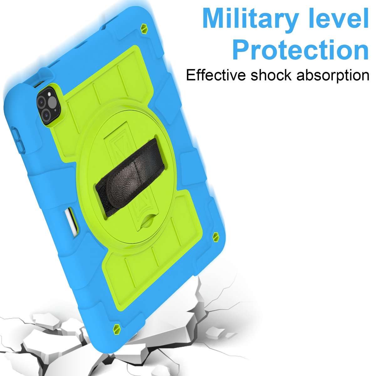 For iPad Pro 11 2018 / 2020 Silicone Hybrid PC Shockproof Tablet Case with Shou ... (Bluish-Green)