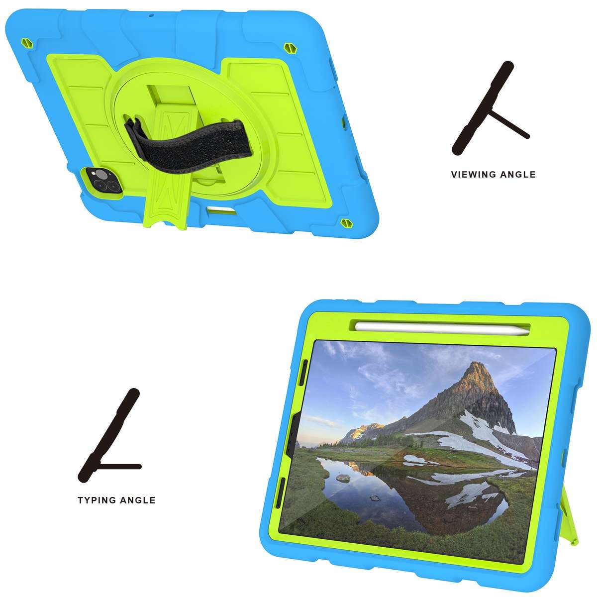 For iPad Pro 11 2018 / 2020 Silicone Hybrid PC Shockproof Tablet Case with Shou ... (Bluish-Green)
