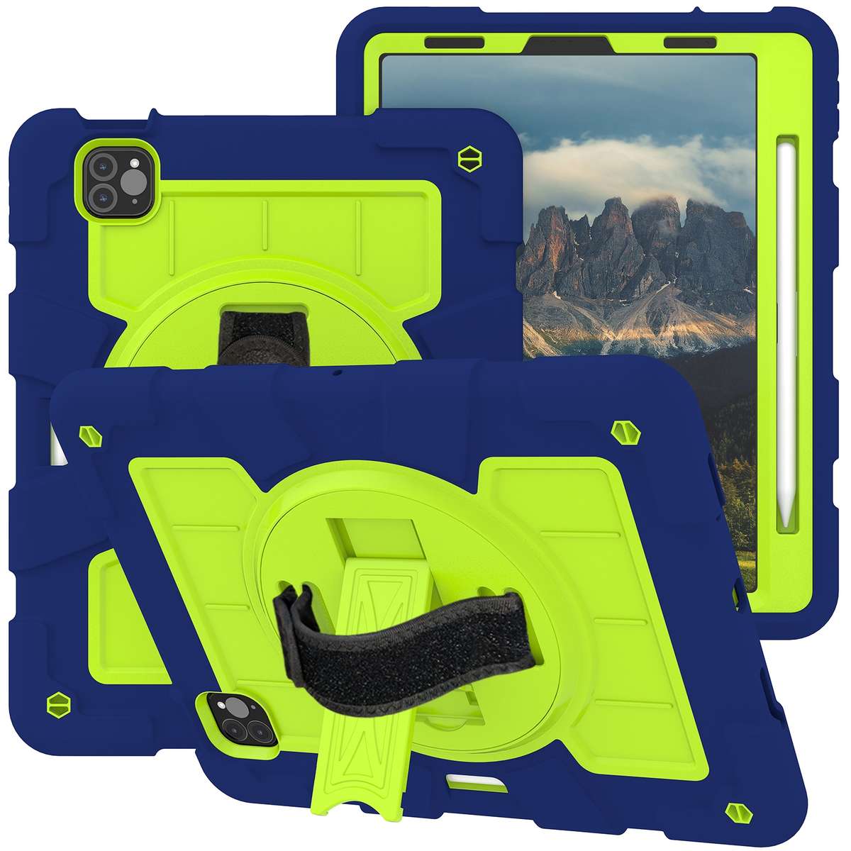 For iPad Pro 11 2018 / 2020 Silicone Hybrid PC Shockproof Tablet Case with ... (Tibetan Turquoise)