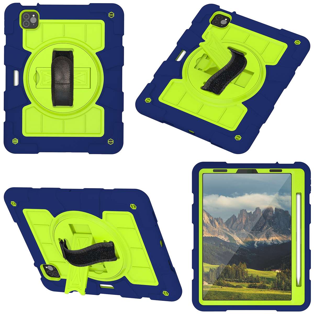 For iPad Pro 11 2018 / 2020 Silicone Hybrid PC Shockproof Tablet Case with ... (Tibetan Turquoise)
