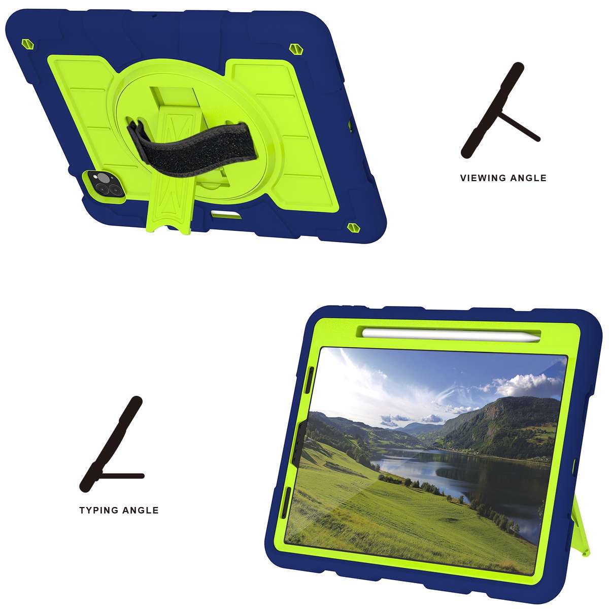 For iPad Pro 11 2018 / 2020 Silicone Hybrid PC Shockproof Tablet Case with ... (Tibetan Turquoise)
