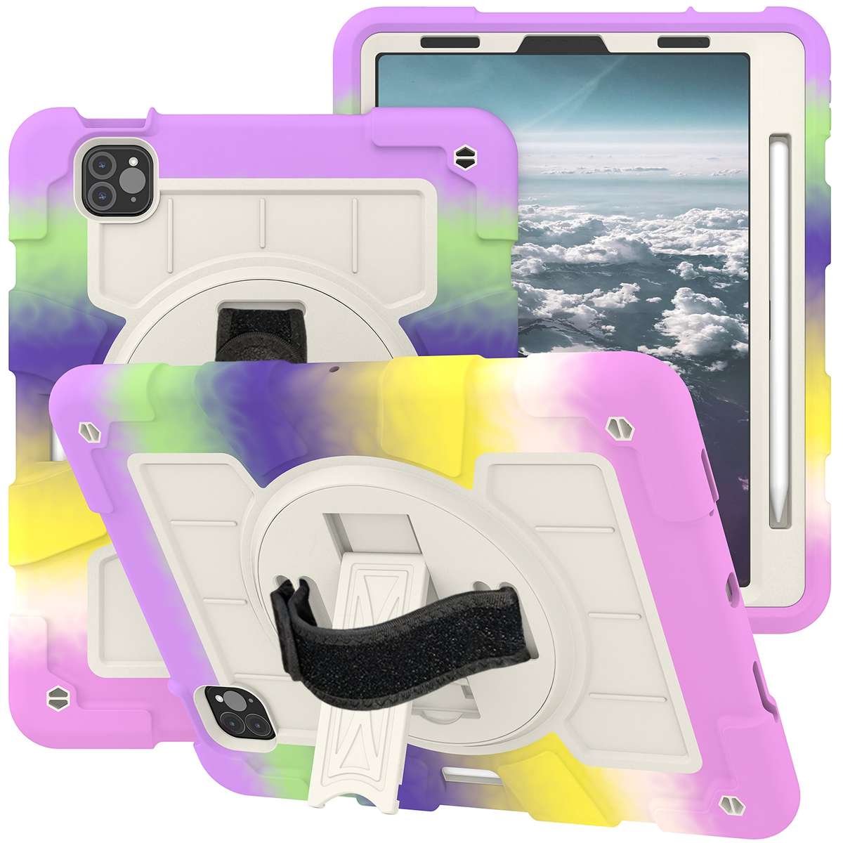 For iPad Pro 11 2018 / 2020 Silicone Hybrid PC Shockproof Tablet Case with S ... (Colorful Purple)