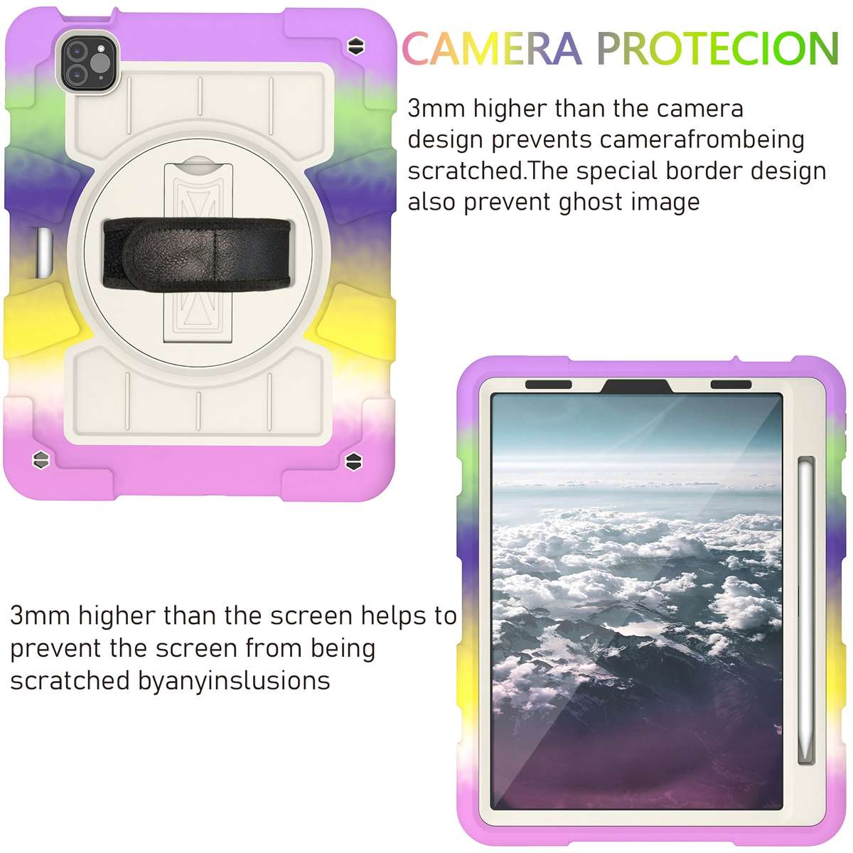For iPad Pro 11 2018 / 2020 Silicone Hybrid PC Shockproof Tablet Case with S ... (Colorful Purple)
