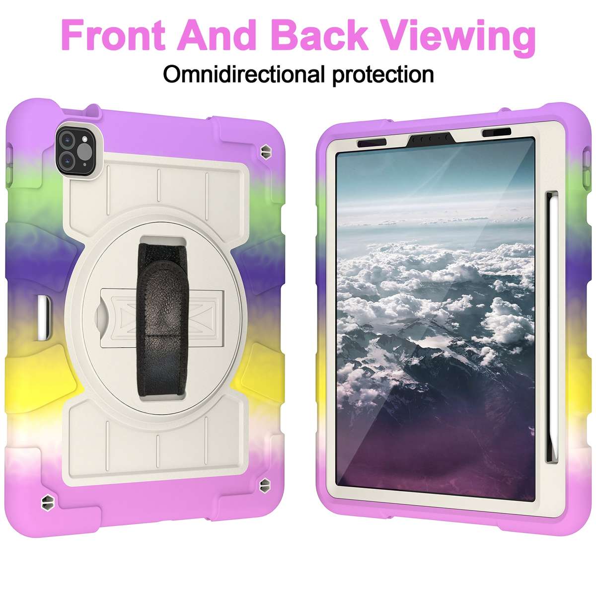 For iPad Pro 11 2018 / 2020 Silicone Hybrid PC Shockproof Tablet Case with S ... (Colorful Purple)