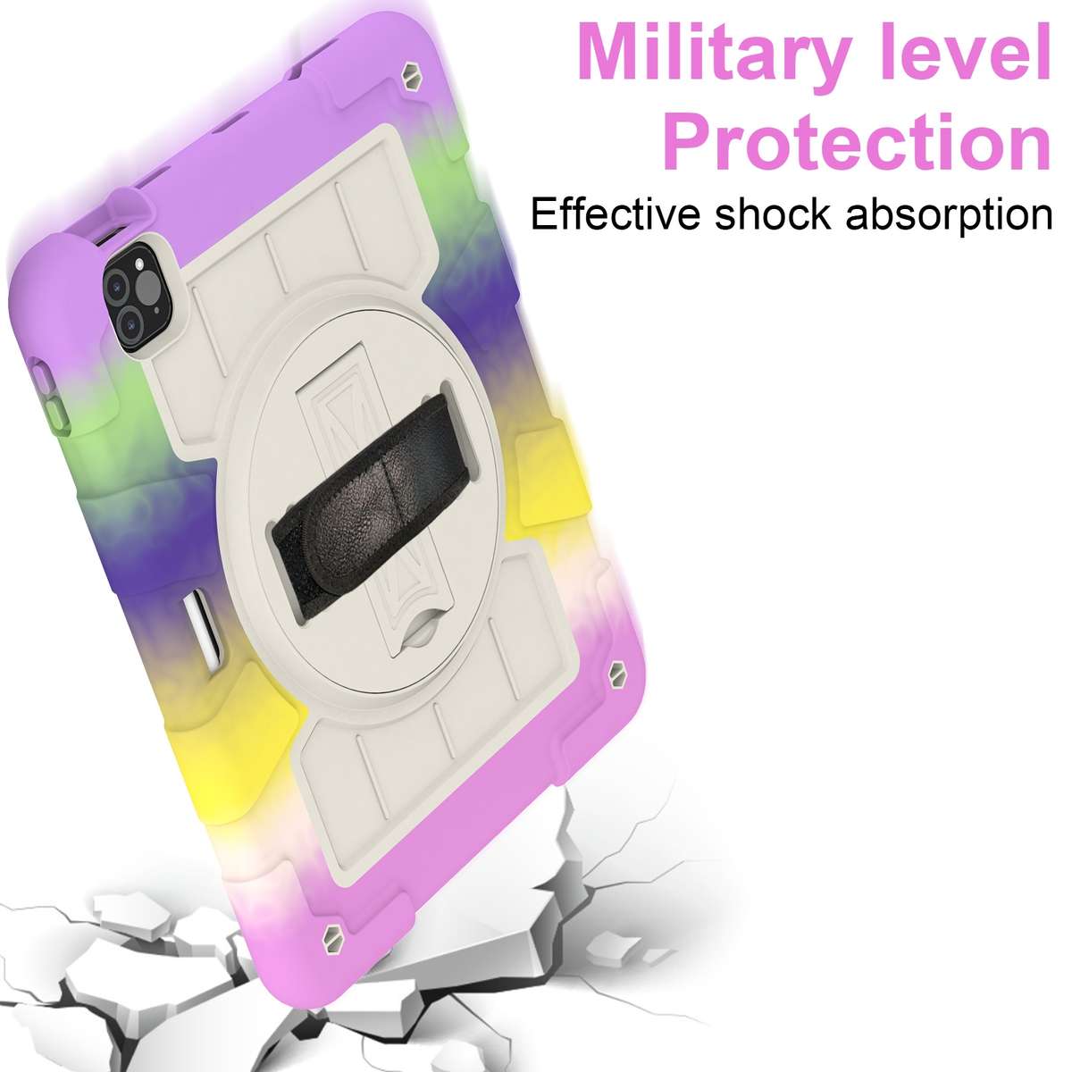 For iPad Pro 11 2018 / 2020 Silicone Hybrid PC Shockproof Tablet Case with S ... (Colorful Purple)