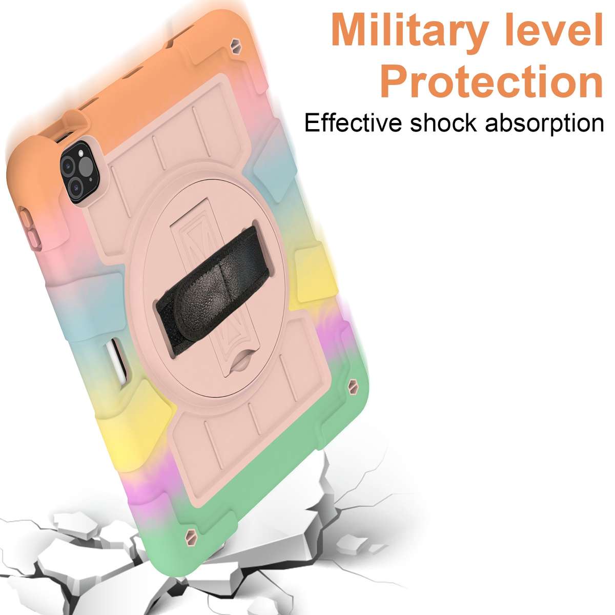 For iPad Pro 11 2018 / 2020 Silicone Hybrid PC Shockproof Tablet Case with Sho ... (Colorful Gold)