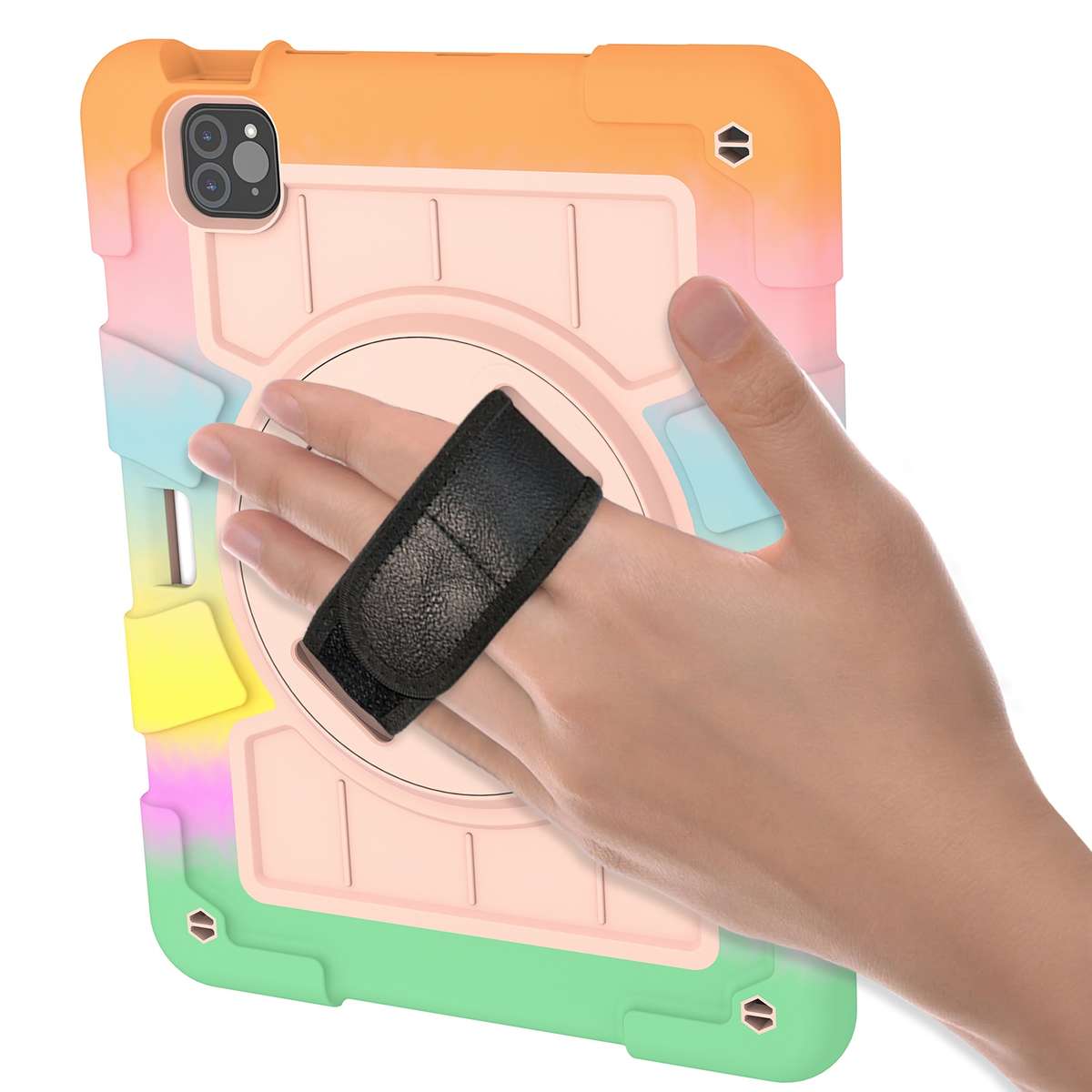 For iPad Pro 11 2018 / 2020 Silicone Hybrid PC Shockproof Tablet Case with Sho ... (Colorful Gold)