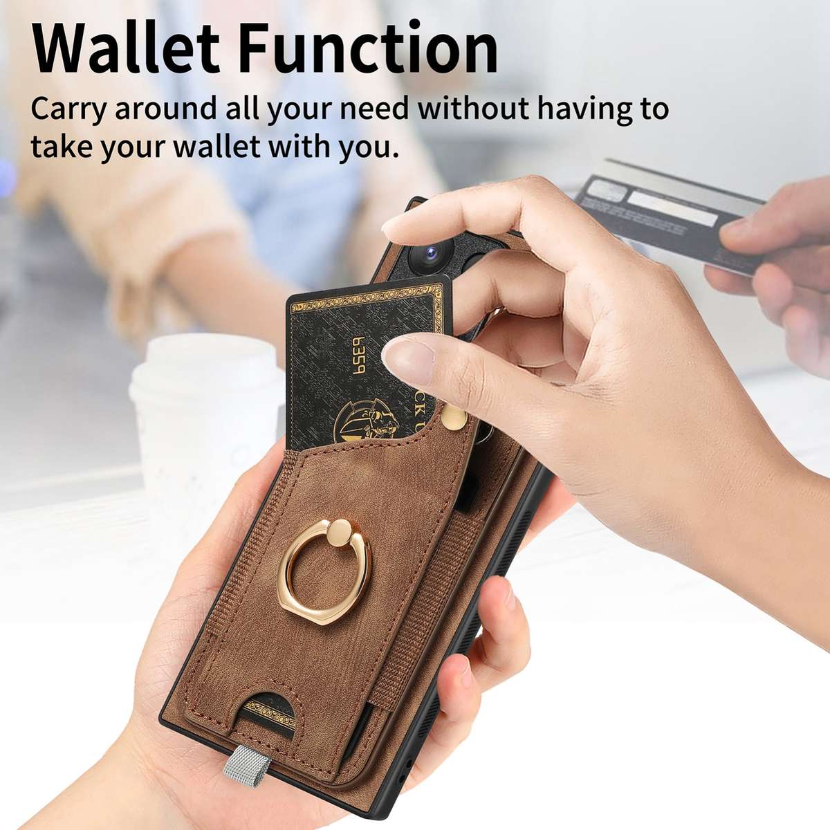 For Samsung Galaxy Note20 Retro Skin-feel Ring Card Bag Phone Case with Hang Loop(Brown)