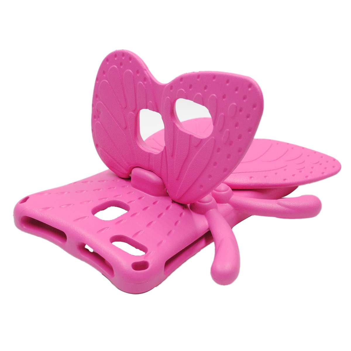 For Samsung Galaxy Tab A11 / A9 Butterfly Bracket Kids EVA Shockproof Tablet Case(Rose Red)