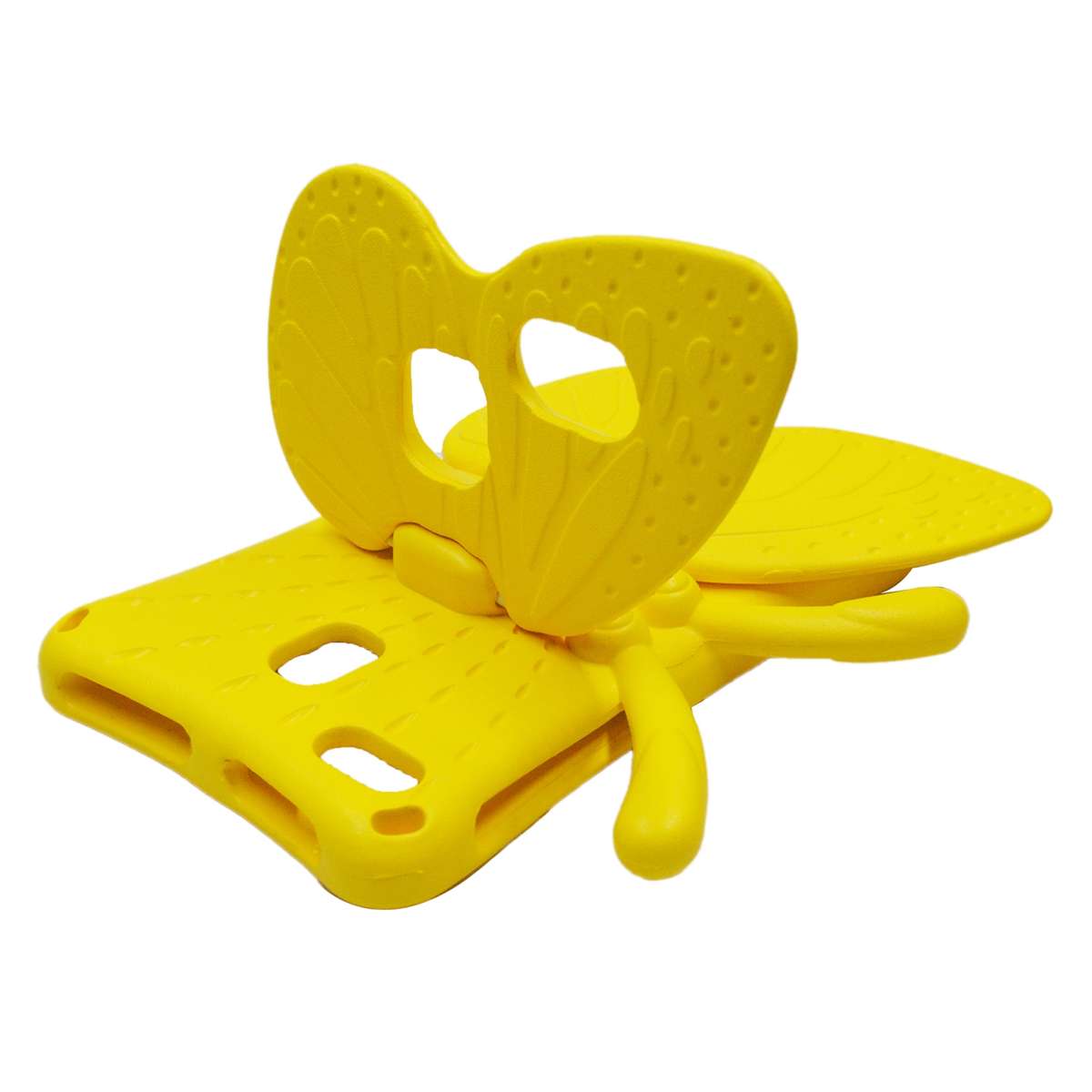 For Samsung Galaxy Tab A11 / A9 Butterfly Bracket Kids EVA Shockproof Tablet Case(Yellow)