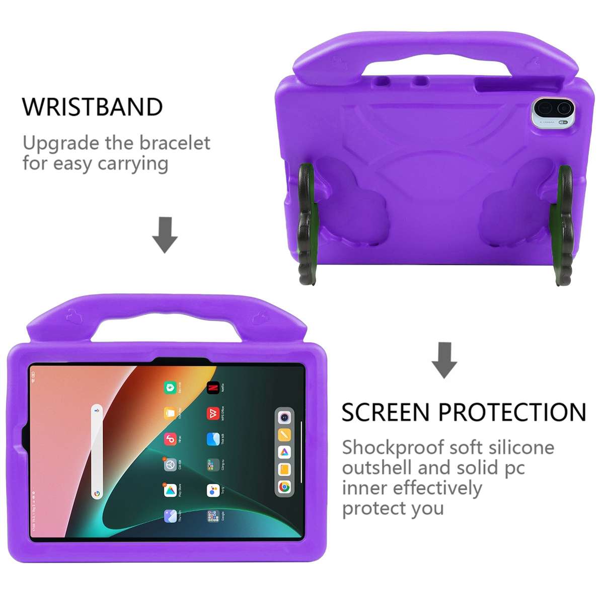For Samsung Galaxy Tab A9+ 10.95 2023 Thumb Bracket EVA Shockproof Tablet Case(Blue)