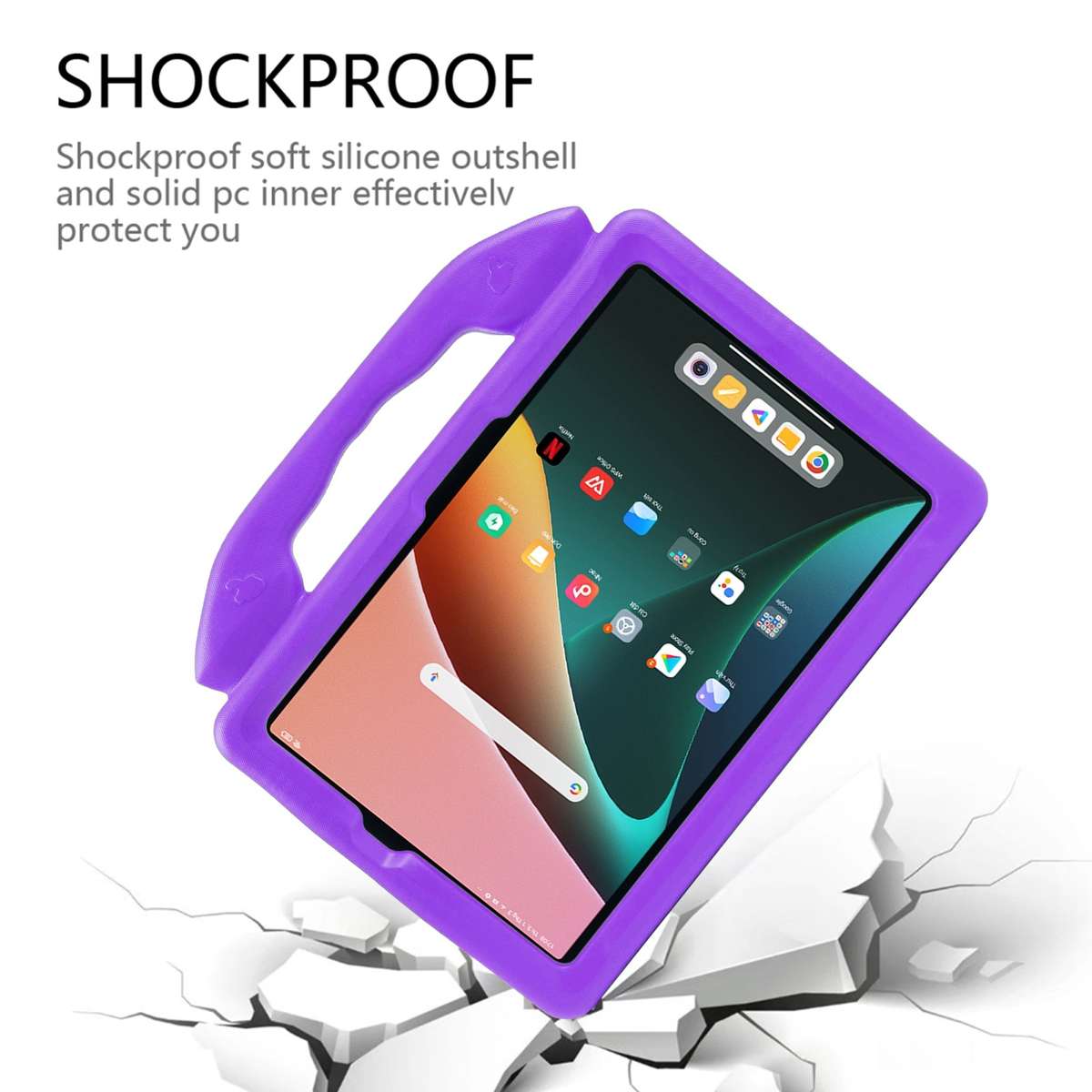 For Samsung Galaxy Tab A9+ 10.95 2023 Thumb Bracket EVA Shockproof Tablet Case(Blue)