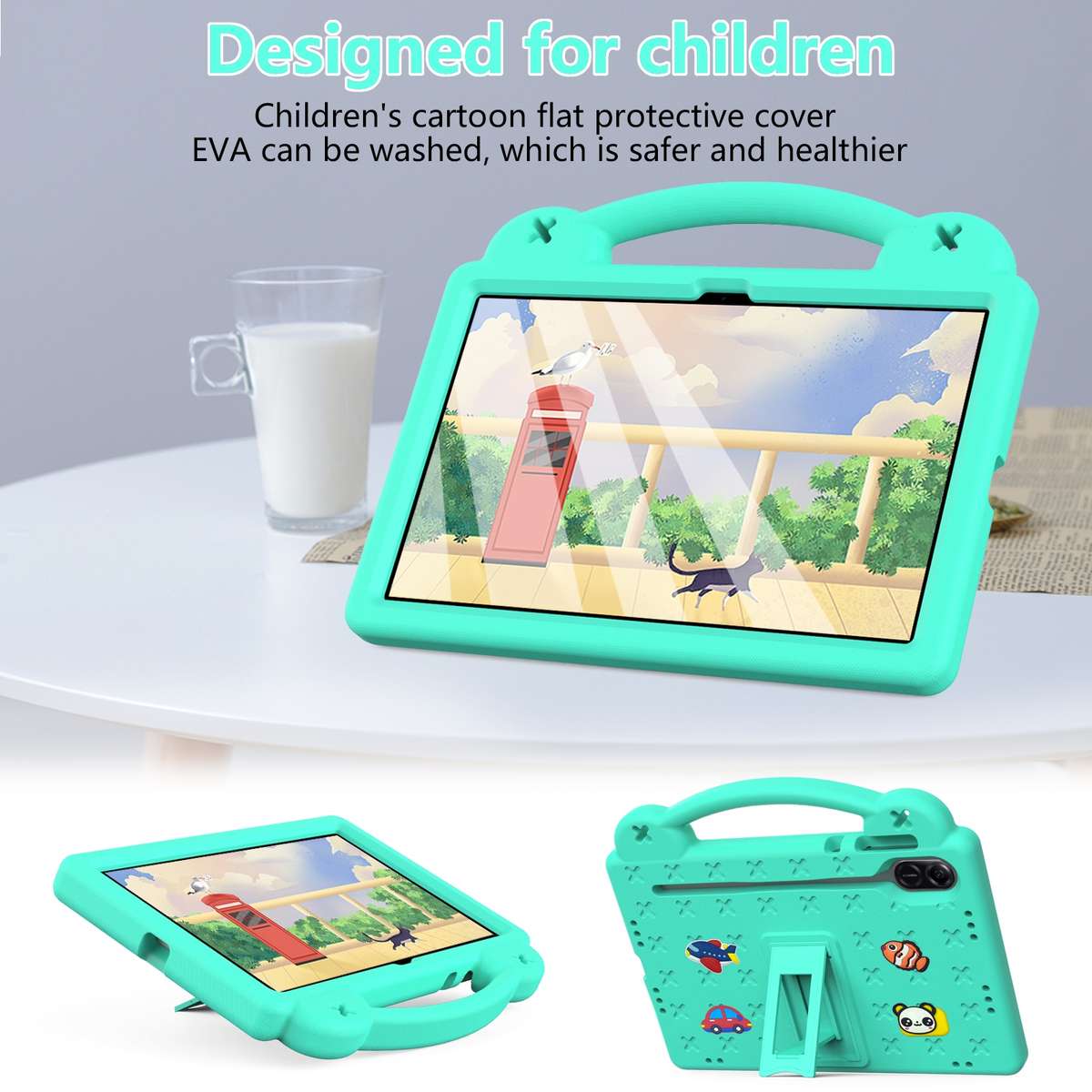 For Honor Pad X9 Handle Kickstand Children EVA Shockproof Tablet Case(Pink)