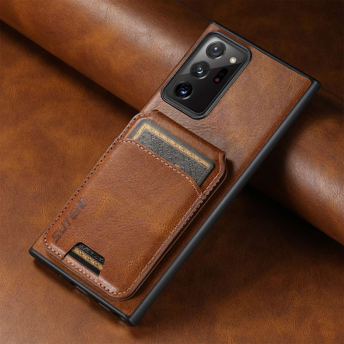 For Samsung Galaxy Note20 Ultra 5G Suteni H02 Leather Wallet Stand Back Phone Case(Brown)
