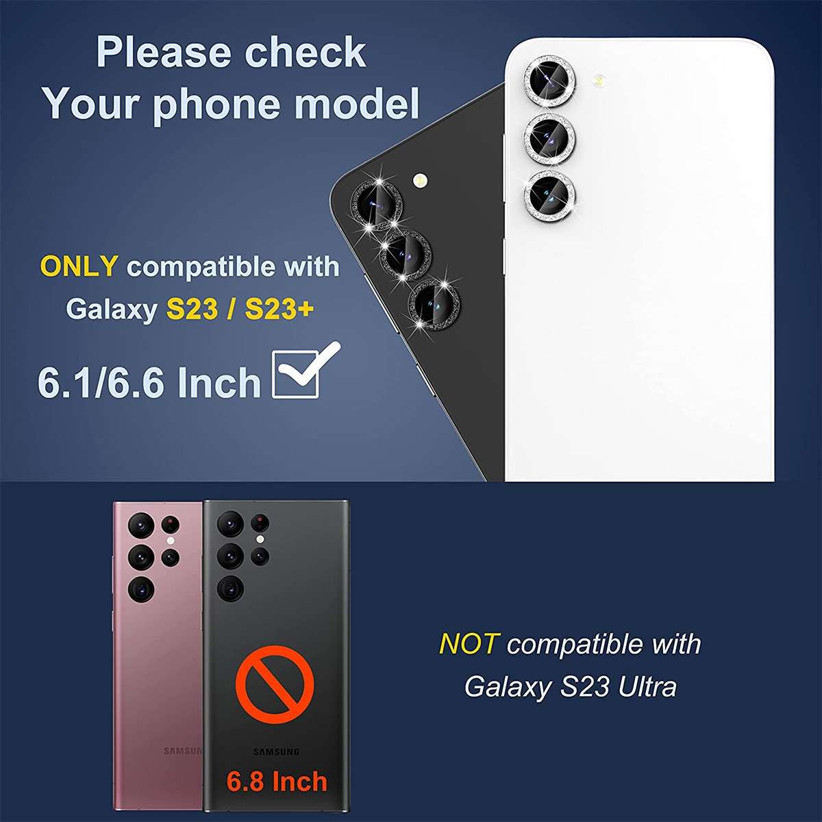 For Samsung Galaxy S24+ 5G ENKAY Hat-Prince 9H Rear Camera Lens Glitter Aluminium All ... (Silver)