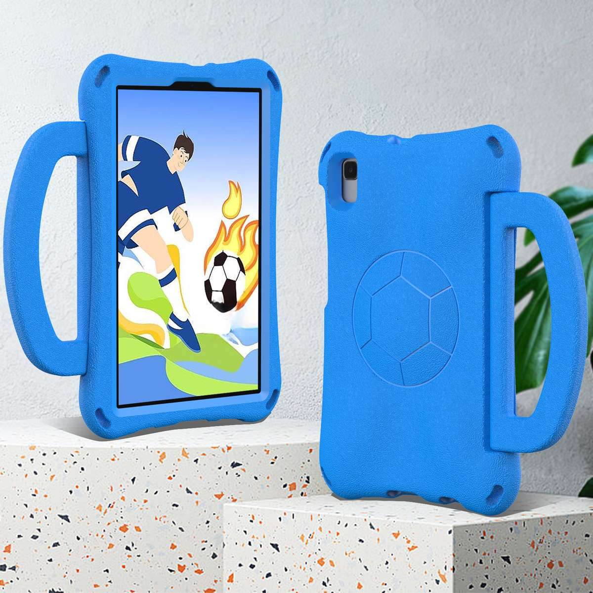 For Samsung Galaxy Tab A7 Lite 8.7 T220/T225 Handle Football Shaped EVA Shockproof Tabl ... (Blue)