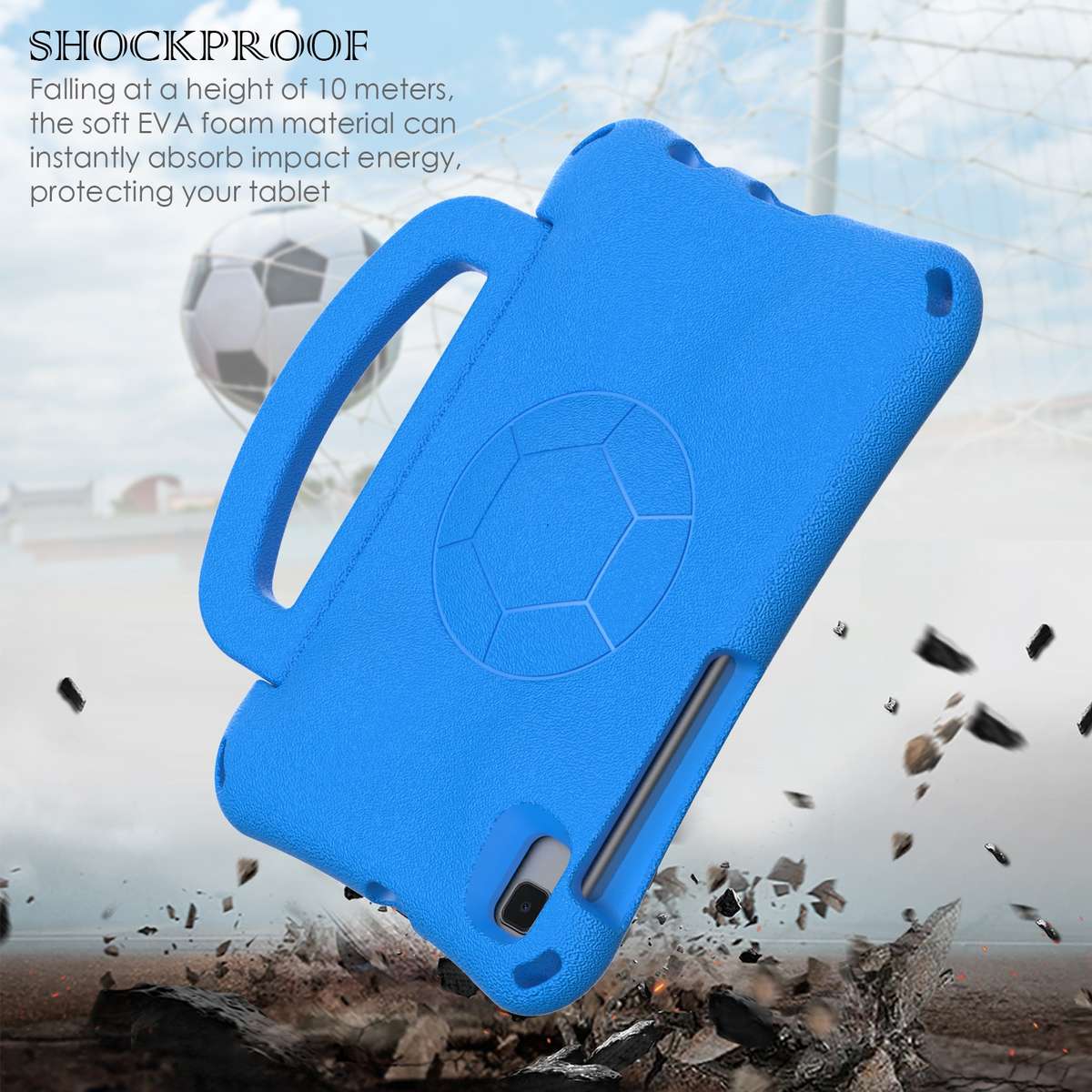 For Samsung Galaxy Tab A7 Lite 8.7 T220/T225 Handle Football Shaped EVA Shockproof Tabl ... (Blue)
