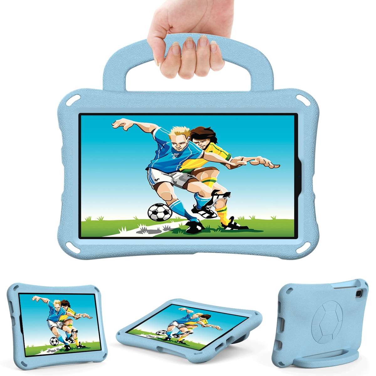 For Samsung Galaxy Tab A7 Lite 8.7 T220/T225 Handle Football Shaped EVA Shockproo ... (Light Blue)
