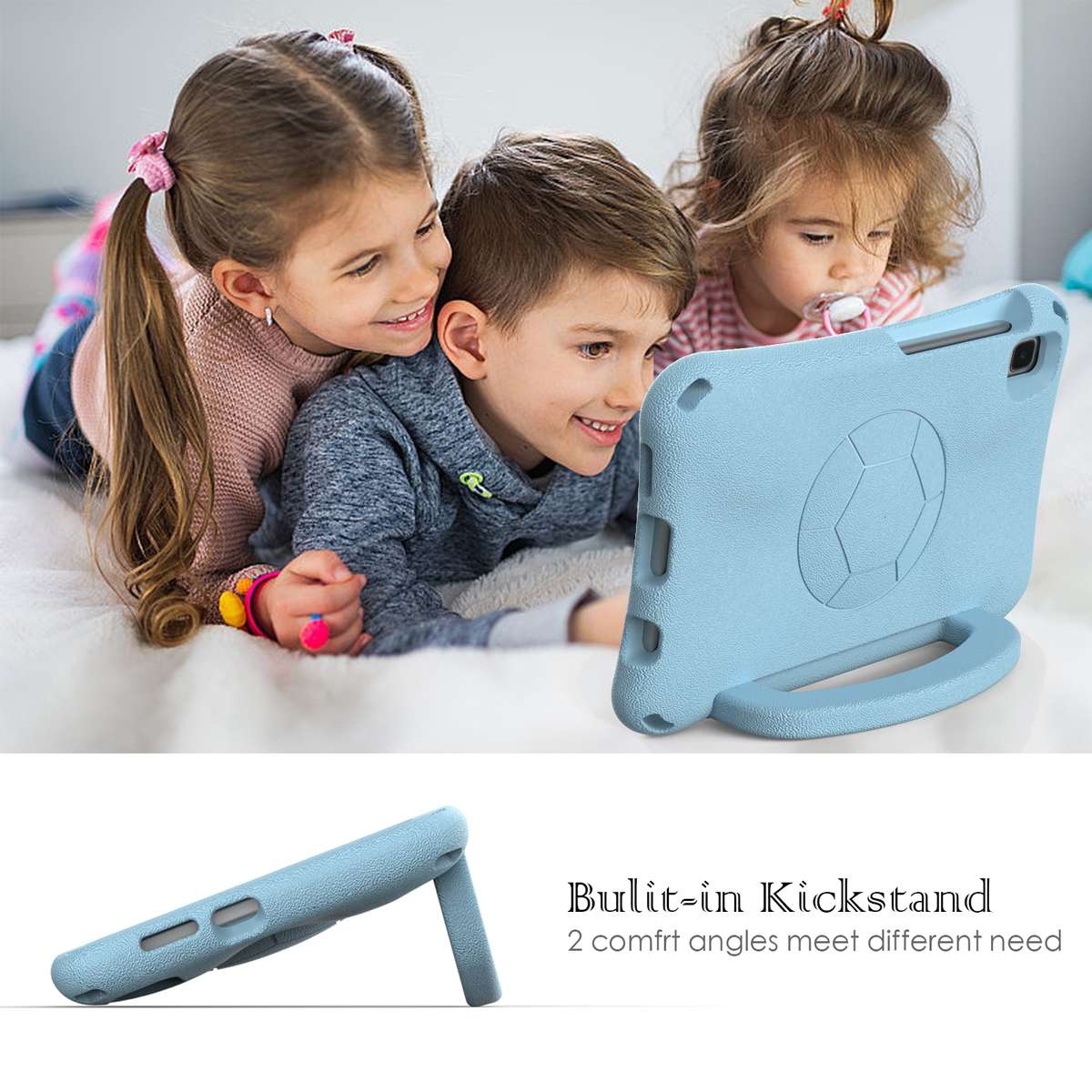 For Samsung Galaxy Tab A7 Lite 8.7 T220/T225 Handle Football Shaped EVA Shockproo ... (Light Blue)