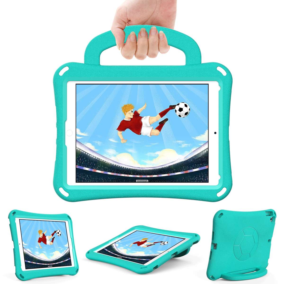 For iPad Air 3 10.5 2019 / Pro 10.5 Handle Football Shaped EVA Shockproof Tablet Case(Mint Green)