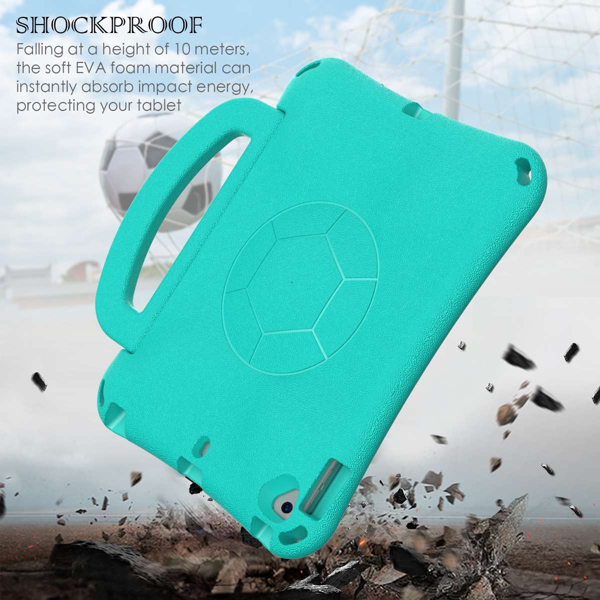 For iPad Air 3 10.5 2019 / Pro 10.5 Handle Football Shaped EVA Shockproof Tablet Case(Mint Green)