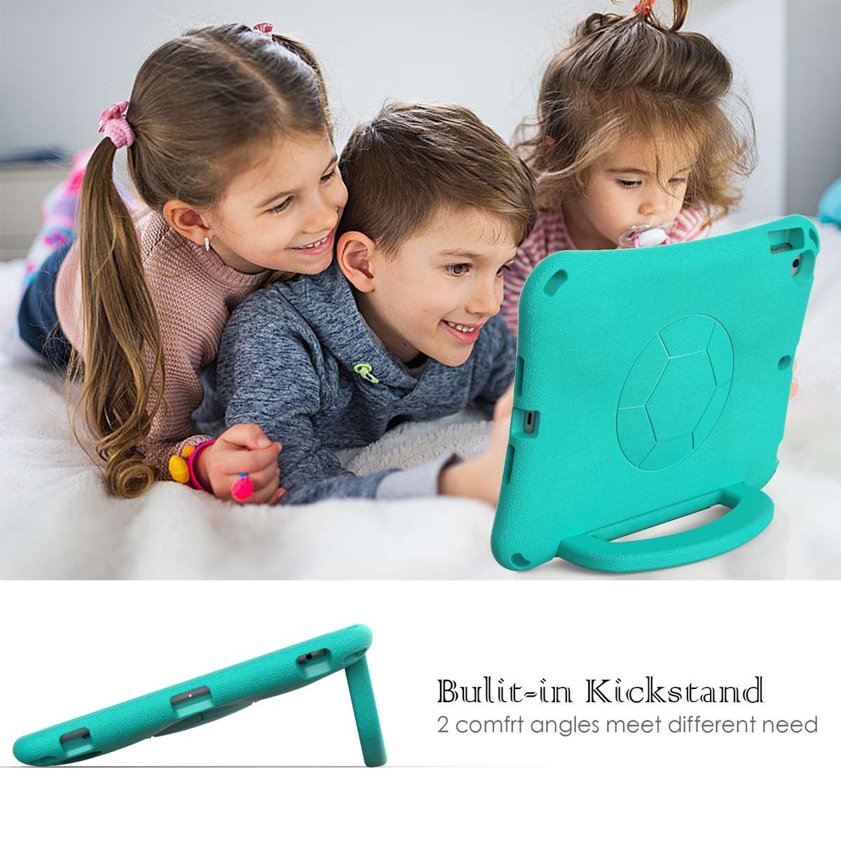 For iPad Air 3 10.5 2019 / Pro 10.5 Handle Football Shaped EVA Shockproof Tablet Case(Mint Green)