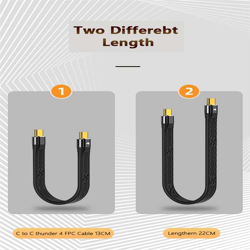 22cm Thunderbolt 4 USB-C / Type-C Male to Male PD 100W Charge FPC Data Cable