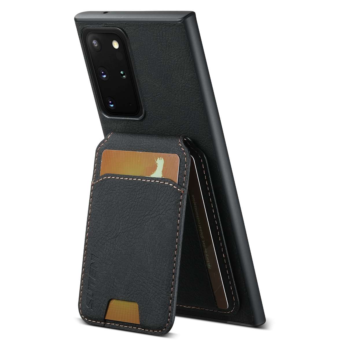 For Samsung Galaxy Note20 Suteni H02 Litchi Leather Card Wallet Stand Back Phone Case(Black)