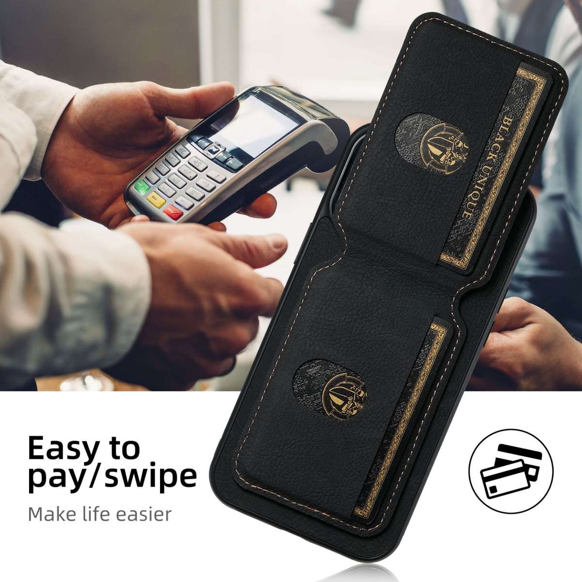For Samsung Galaxy Note20 Suteni H02 Litchi Leather Card Wallet Stand Back Phone Case(Black)