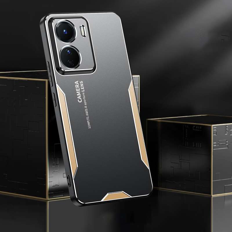 For vivo Y35  5G Blade Series TPU Hybrid Metal Phone Case(Gold)