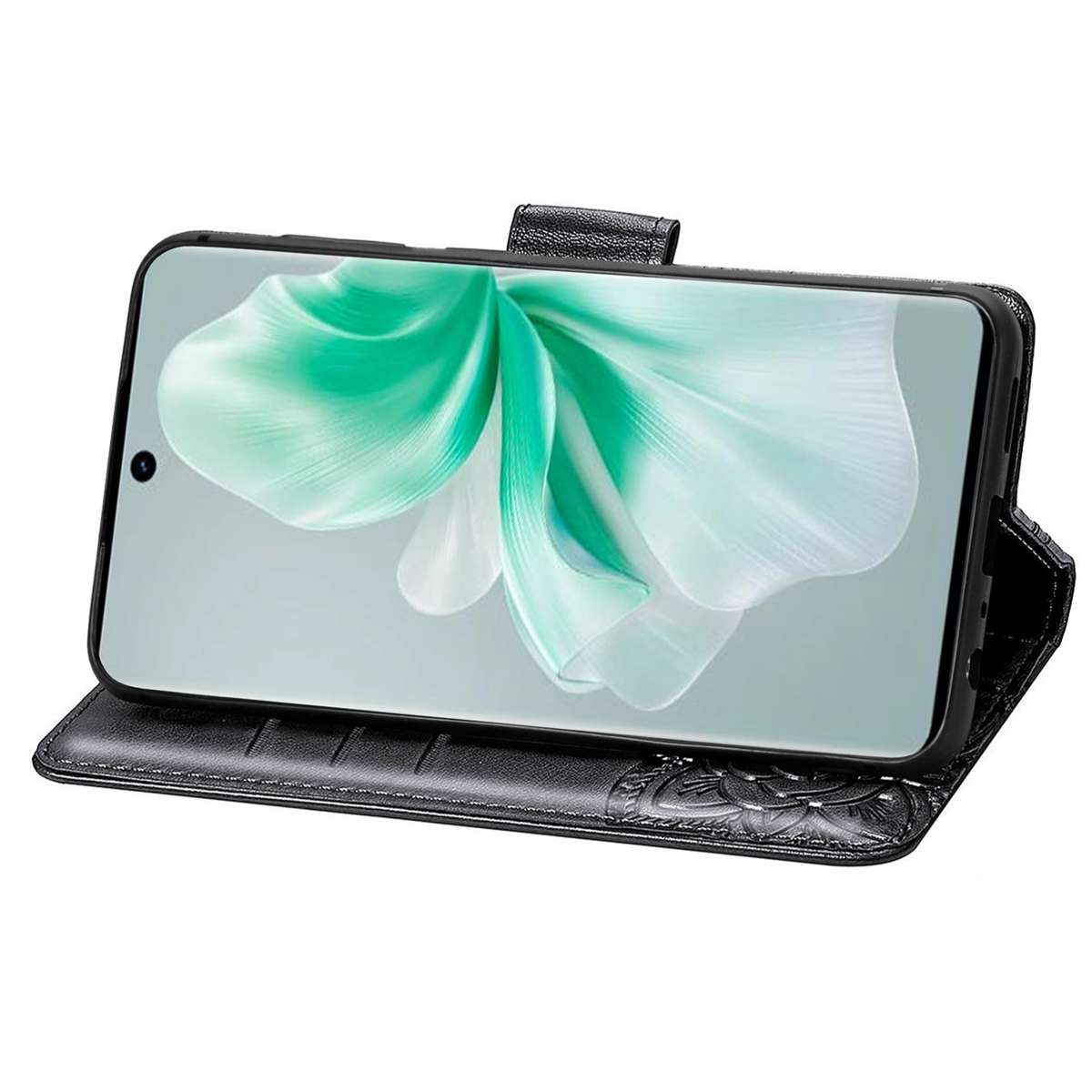 For vivo S18 Butterfly Love Flower Embossed Leather Phone Case(Black)