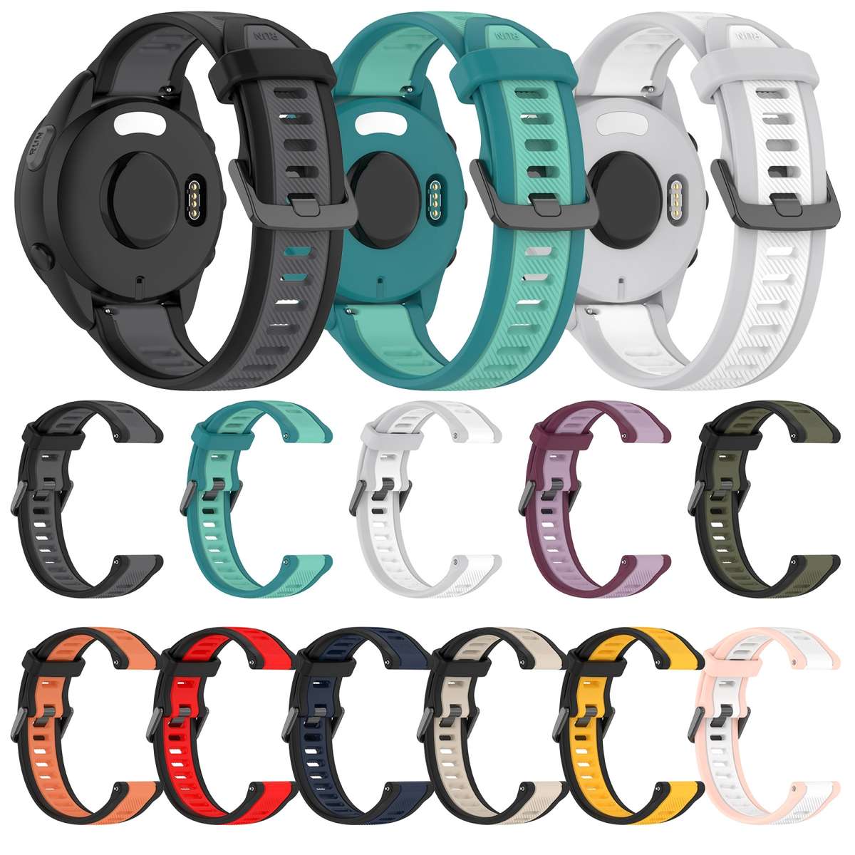 For Samsung Galaxy Watch Active 2 44mm 20mm Two Color Textured Silicone Watch Band(Orange+Black