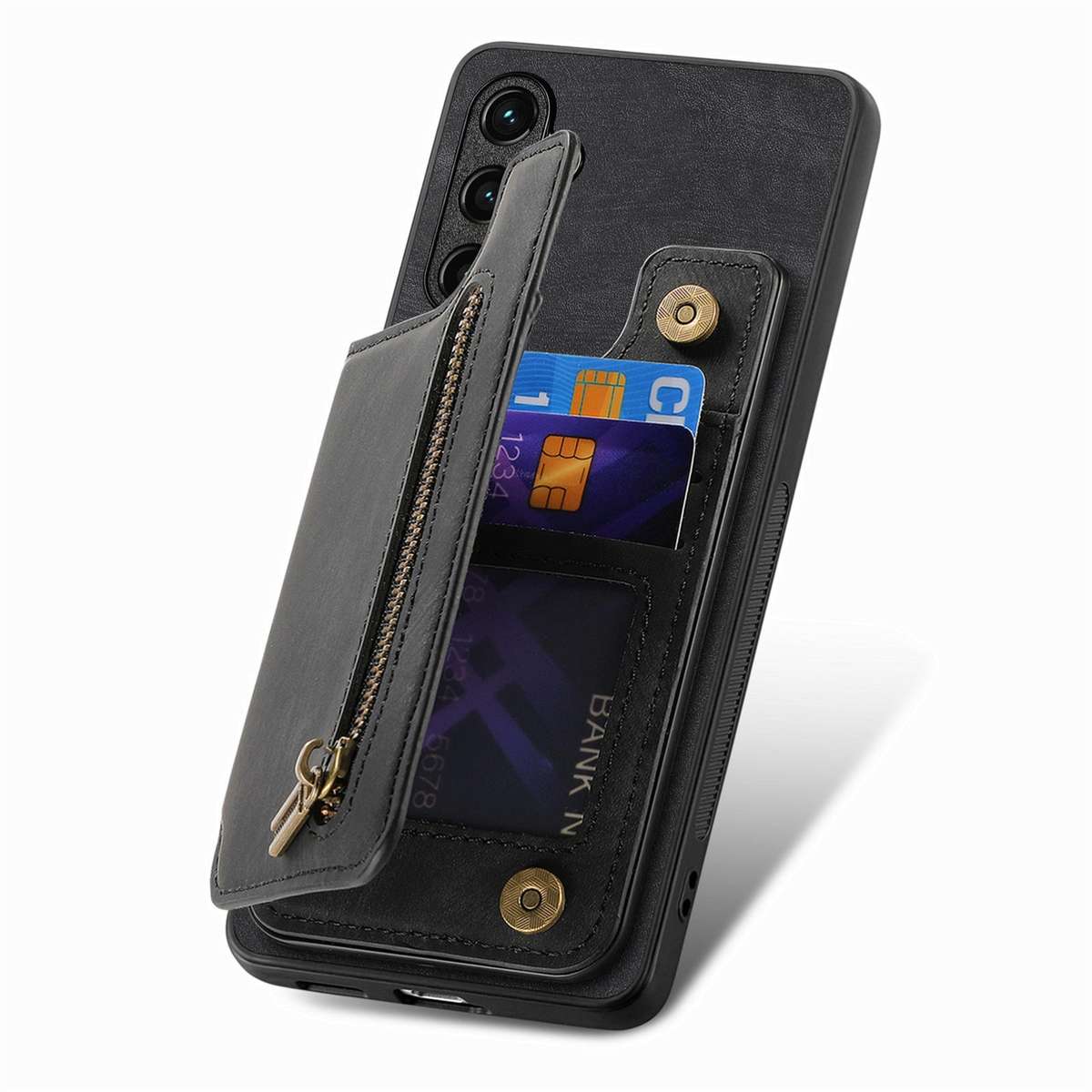 For Samsung Galaxy S25 5G Retro Leather Zipper Wallet Back Phone Case(Black)