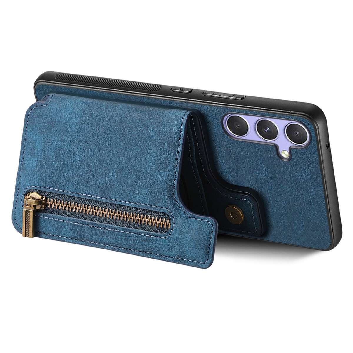 For Samsung Galaxy S25 Ultra 5G Retro Leather Zipper Wallet Back Phone Case(Blue)