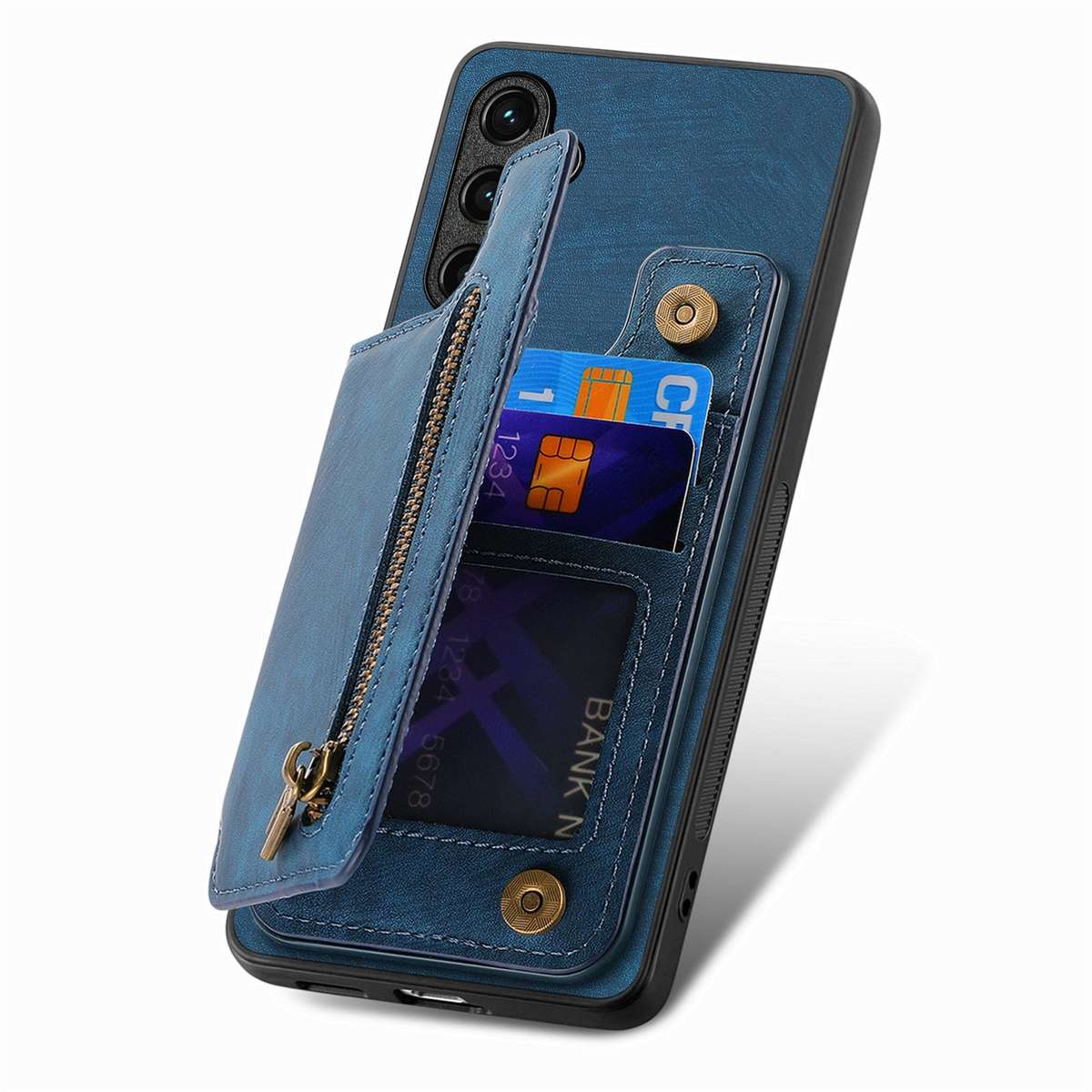 For Samsung Galaxy S25 Ultra 5G Retro Leather Zipper Wallet Back Phone Case(Blue)