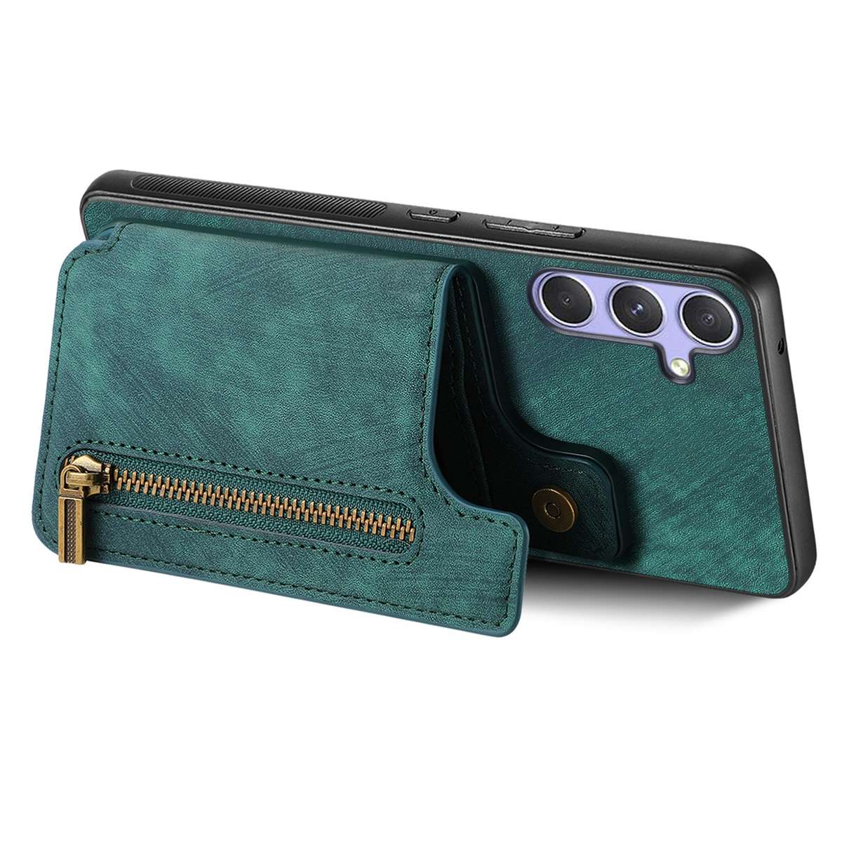 For Samsung Galaxy S25 Ultra 5G Retro Leather Zipper Wallet Back Phone Case(Green)