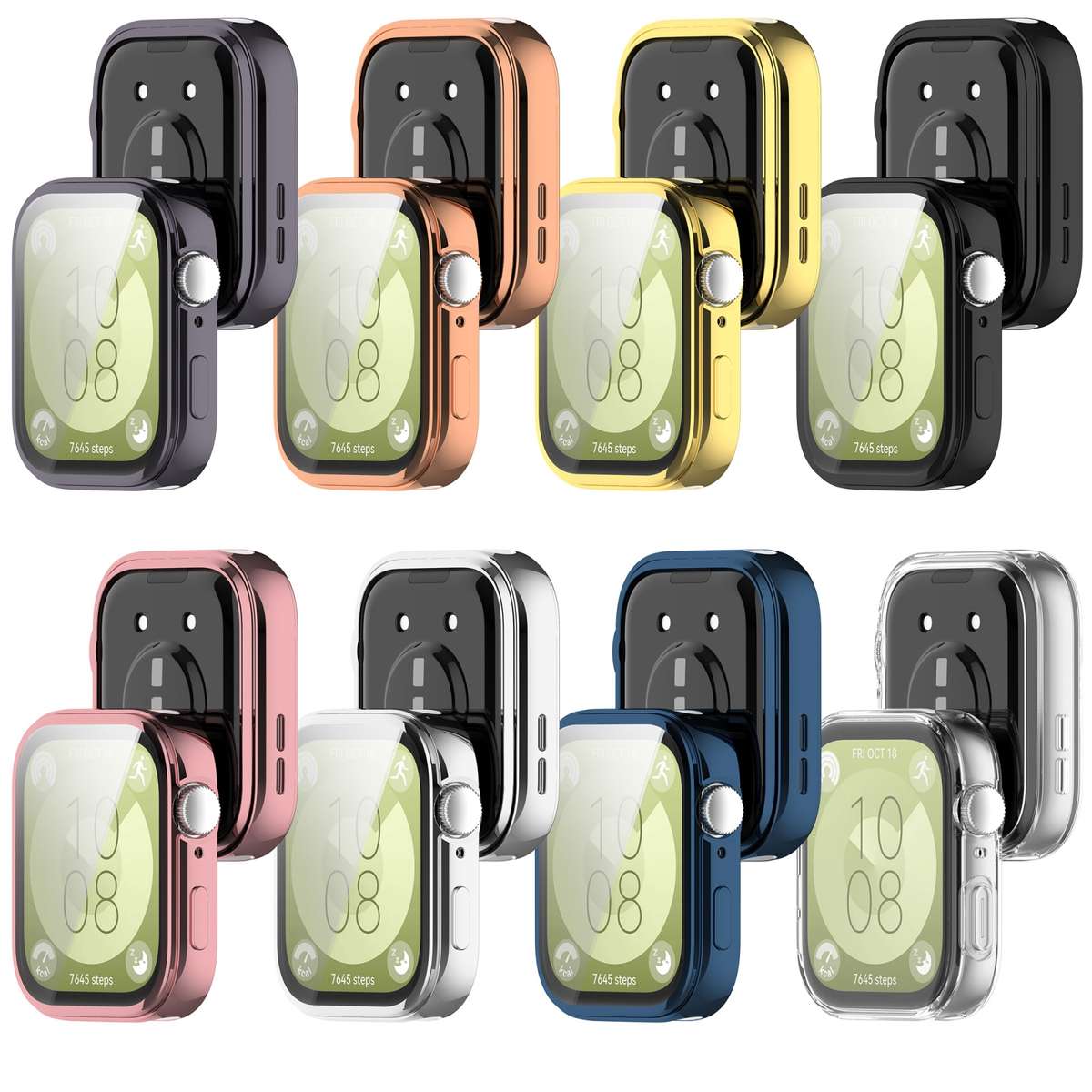 For Huawei Watch Fit 3 Full Coverage TPU Electroplated Watch Protective Case(Transparent)