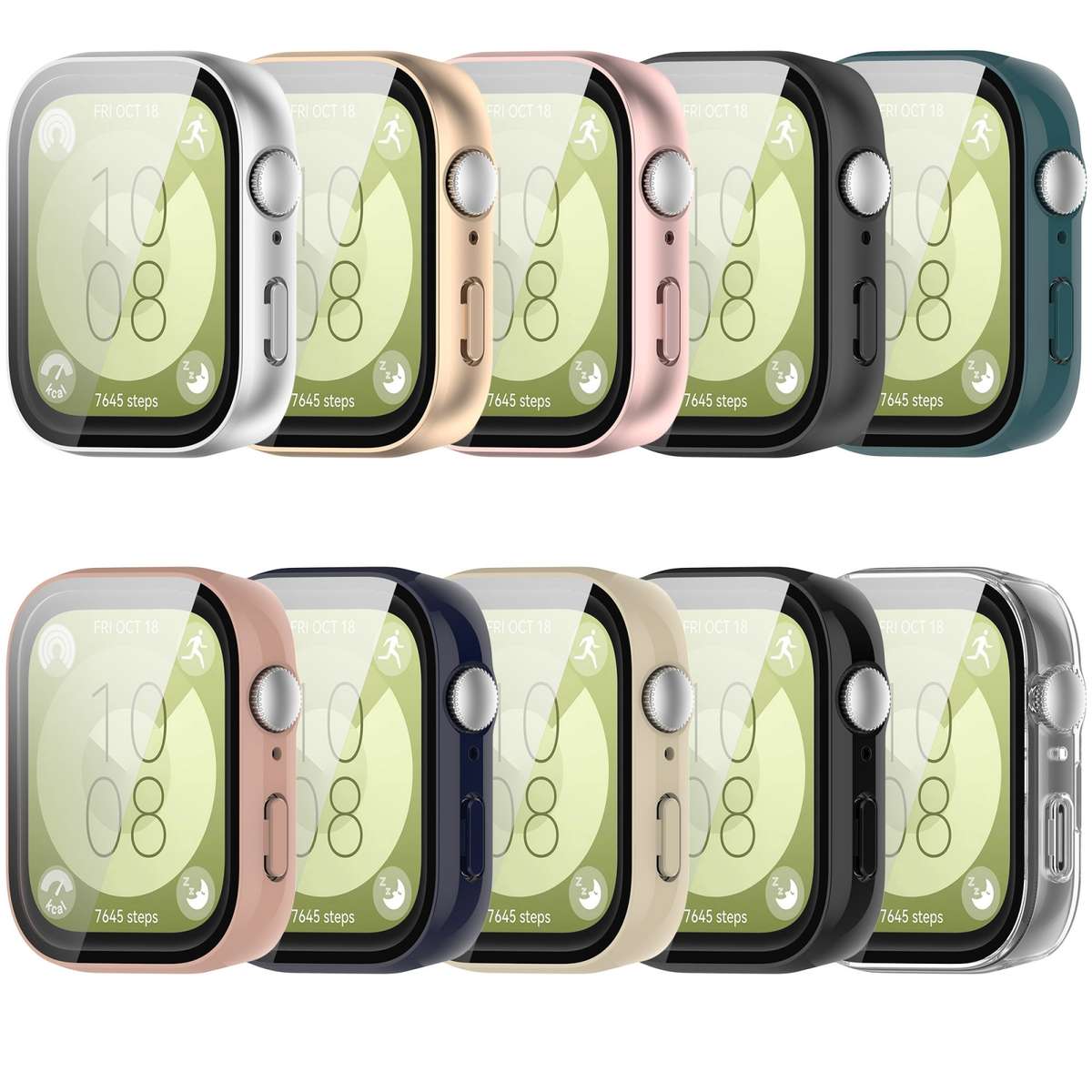 For Huawei Watch Fit 3 PC + Tempered Film Integrated Watch Protective Case(Matte Pink)