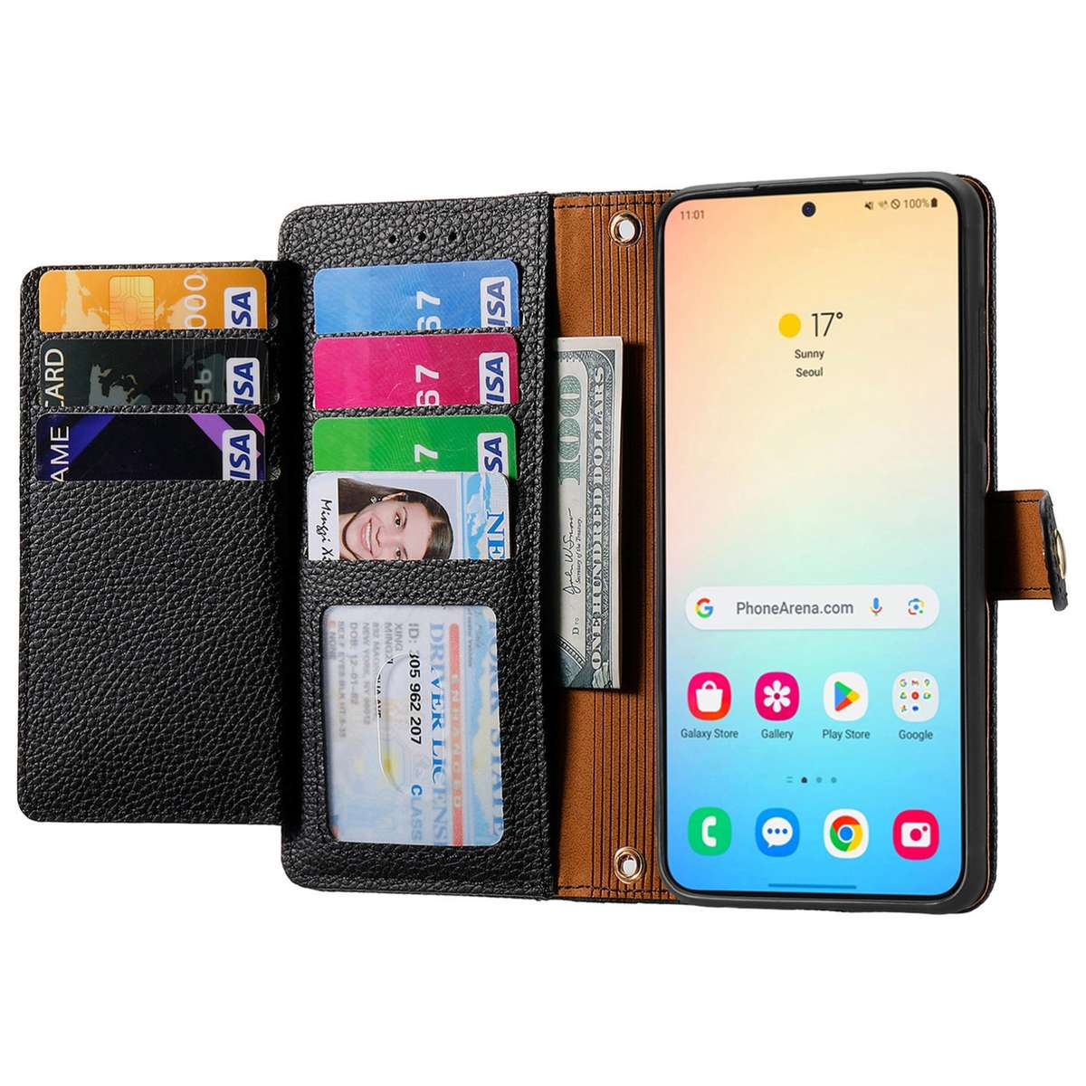 For Samsung Galaxy S25 5G Love Zipper Lanyard Leather Phone Case(Black)
