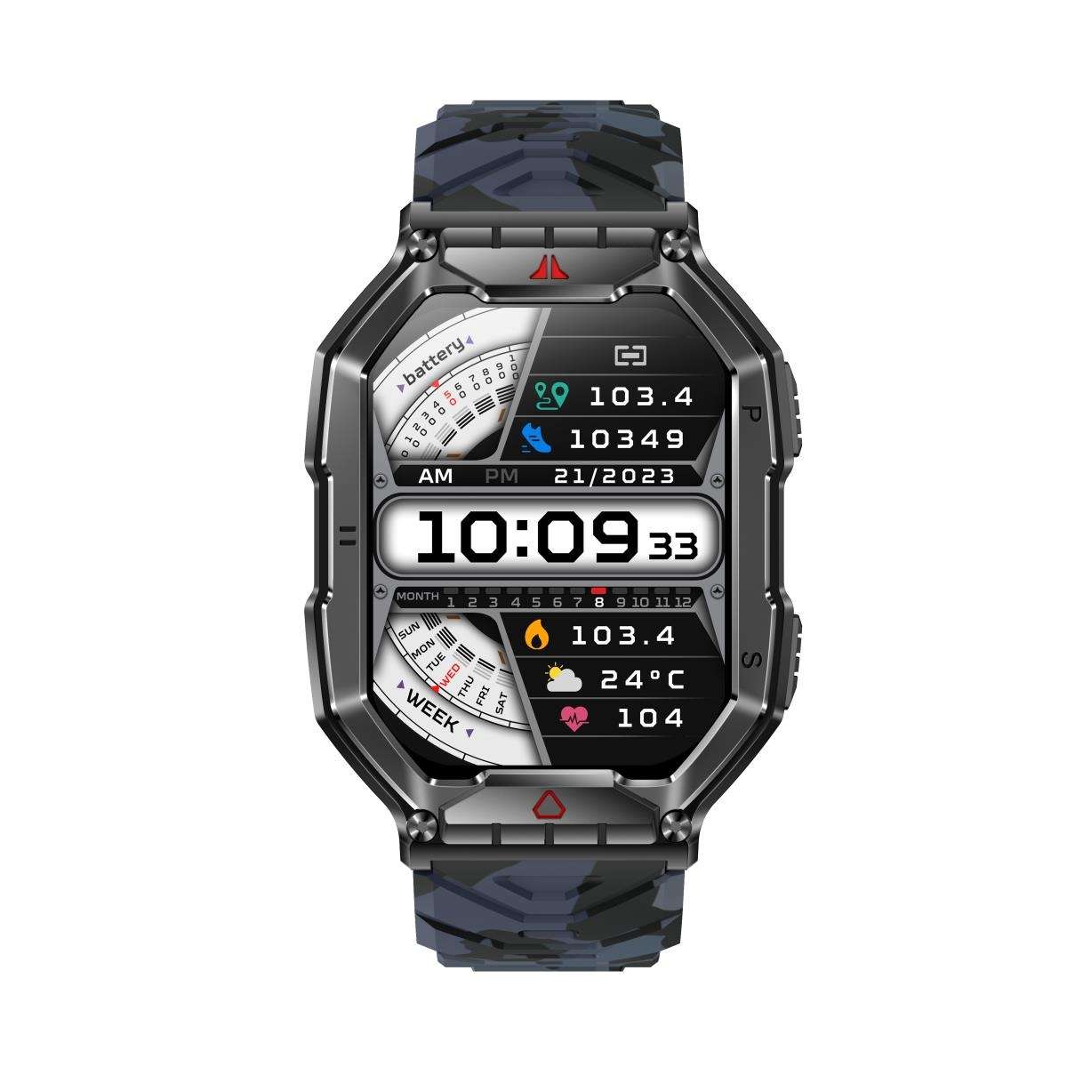 KR82 2.1 inch Color Screen Smart Watch, Support Bluetooth Call / Health Monitoring(Camouflage B