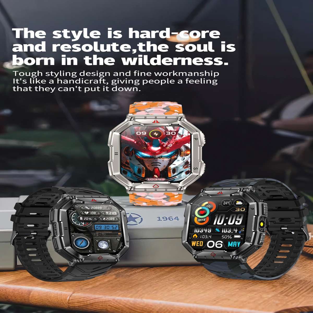 KR82 2.1 inch Color Screen Smart Watch, Support Bluetooth Call / Health Monitoring(Camouflage B