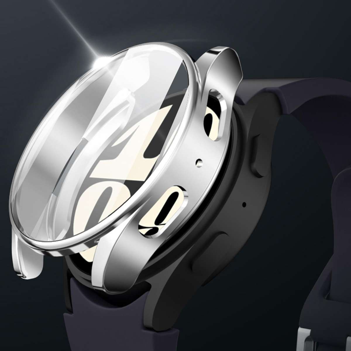 For Samsung Galaxy Watch 7 44mm Full Coverage TPU Electroplated Watch Protective Case(Black)