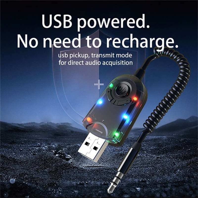 W9 Car Bluetooth Music Receiver USB Bluetooth 5.3 Adapter Wireless Audio Receiver