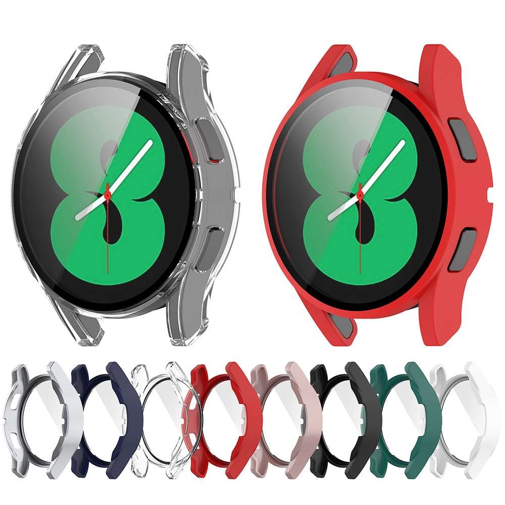 For Samsung Galaxy Watch FE 40mm PC + Tempered Glass Film Integrated Watch Protective Case(Red)