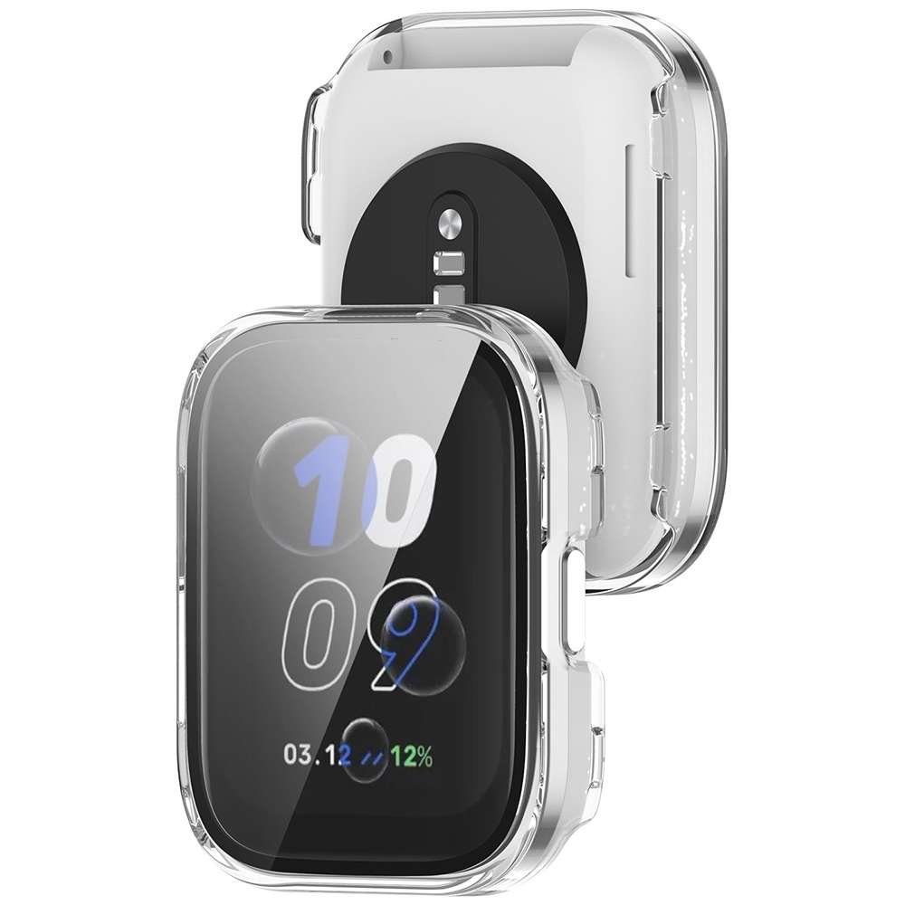 For Amazfit bip5 Unity PC + Tempered Glass Film Integrated Watch Protectiv ... (Transparent White)