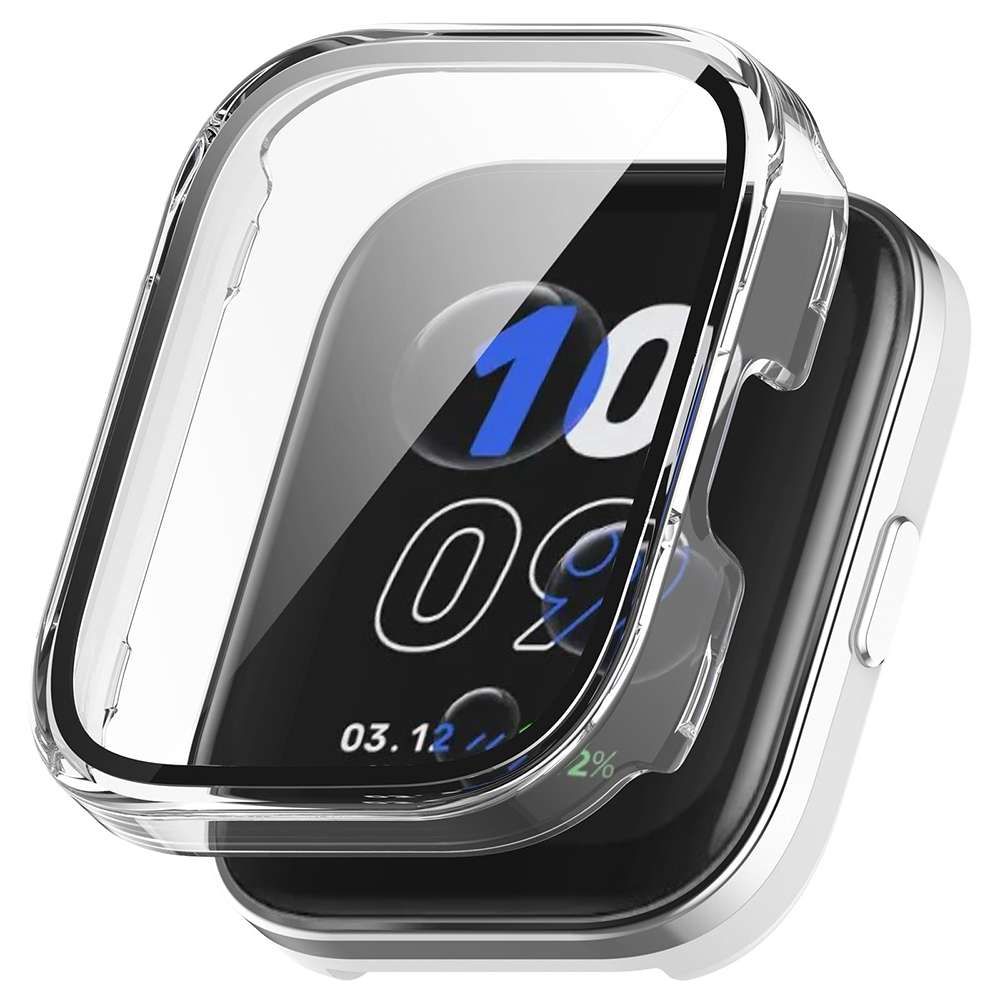 For Amazfit bip5 Unity PC + Tempered Glass Film Integrated Watch Protectiv ... (Transparent White)