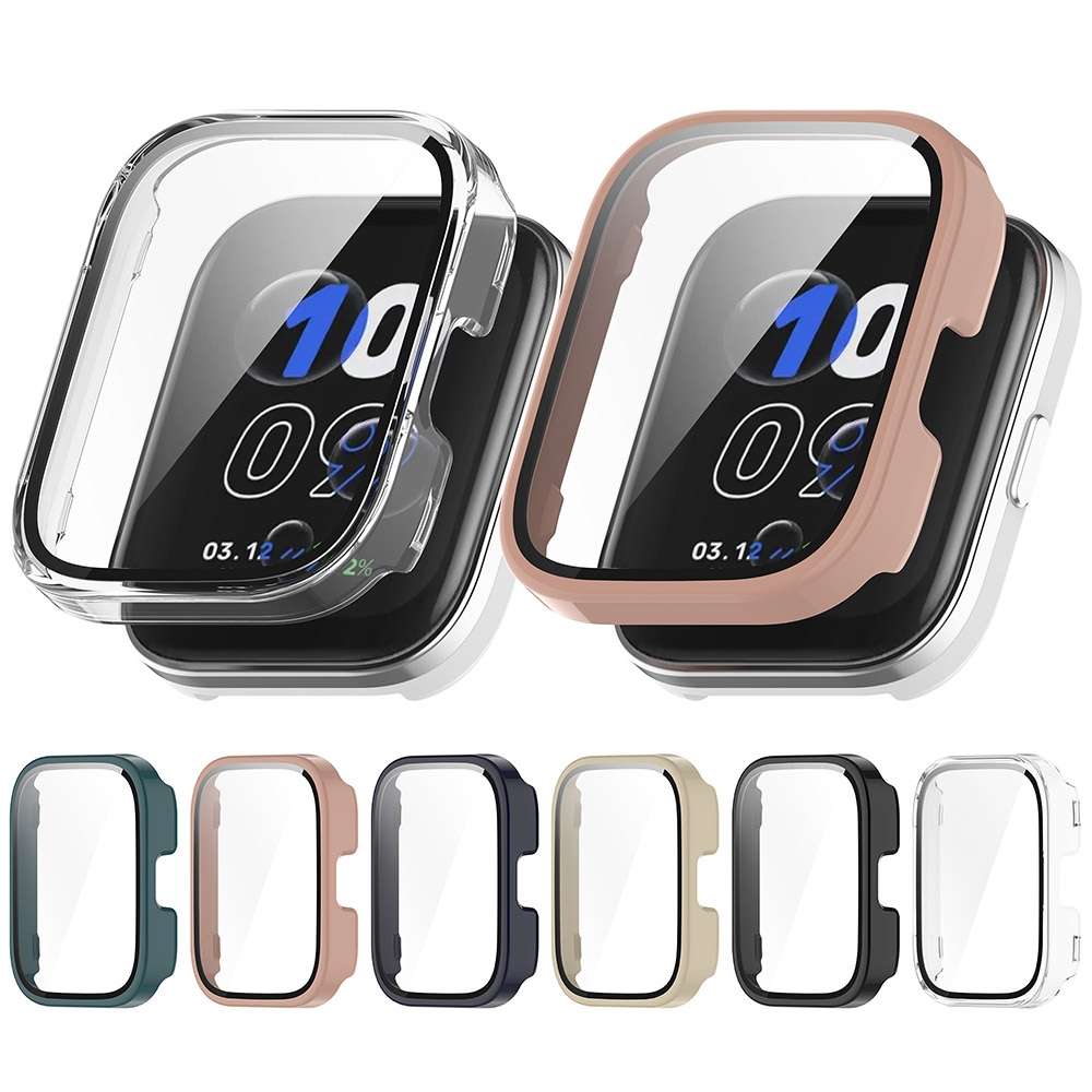 For Amazfit bip5 Unity PC + Tempered Glass Film Integrated Watch Protectiv ... (Transparent White)